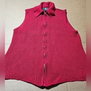Hunt Club Red‎ Vest 100% Cotton Full Zip Up Layering Size Extra Large XL (16-18)